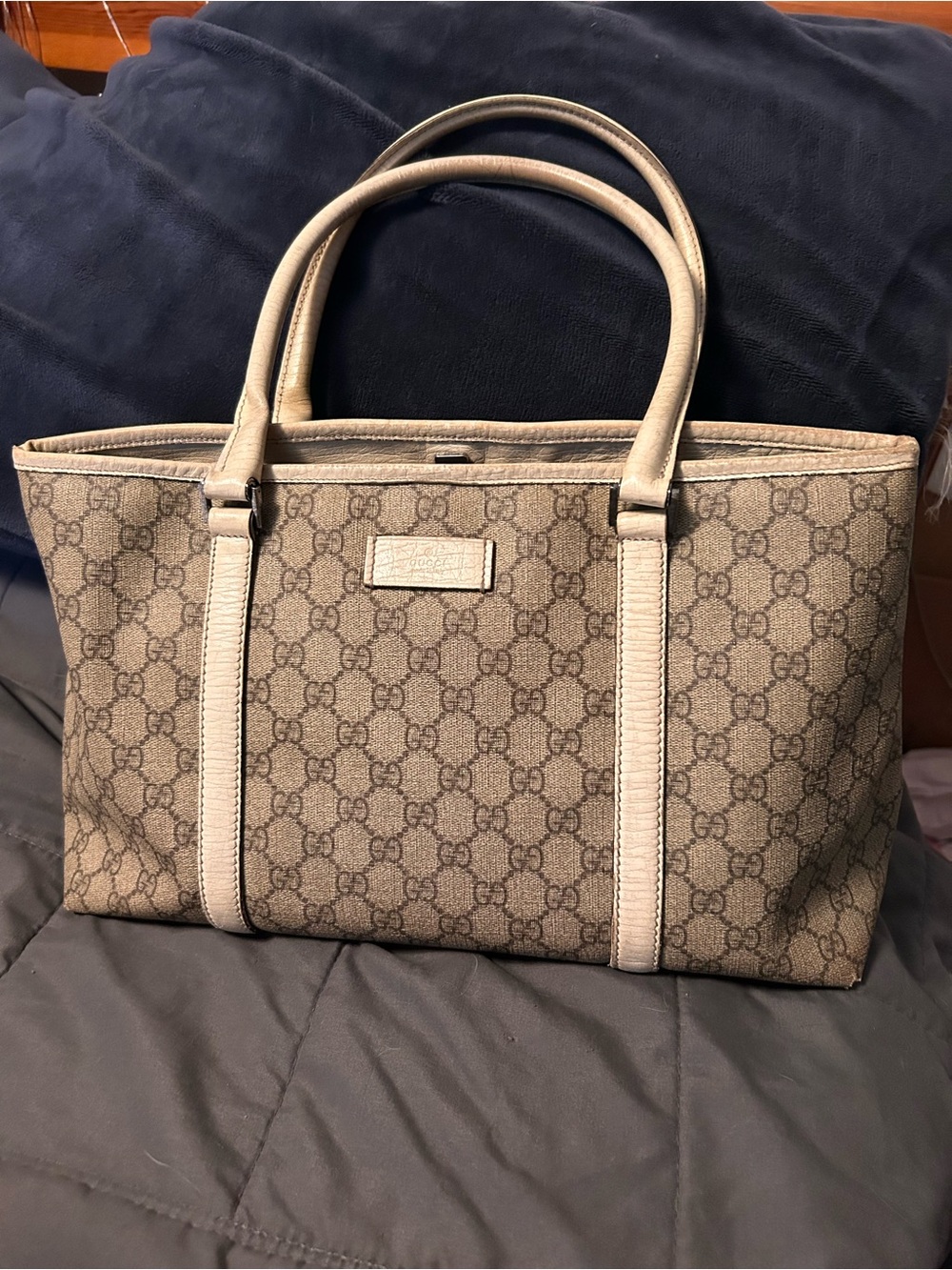 Gucci Brown Beige GG Supreme Joy Canvas Tote